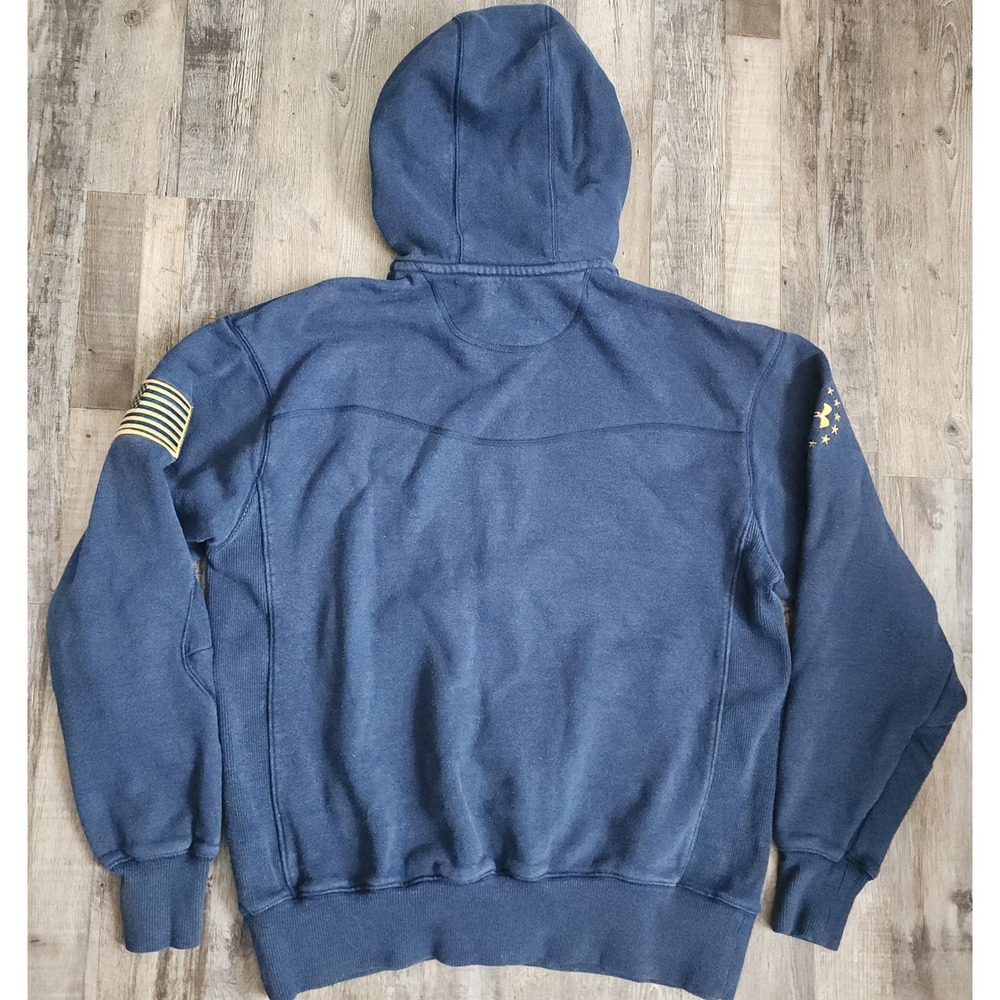 Under Armour Project Rock Full Zip Hoodie Men Small Blue Brahma Bull Flag Fleece - Picture 8 of 9